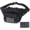 Military Style Tactical Fanny Pack, Waist Bag Hip Belt Bumbag Utility Bags for Outdoor Hiking Climbing Fishing with U. S Patch Bag