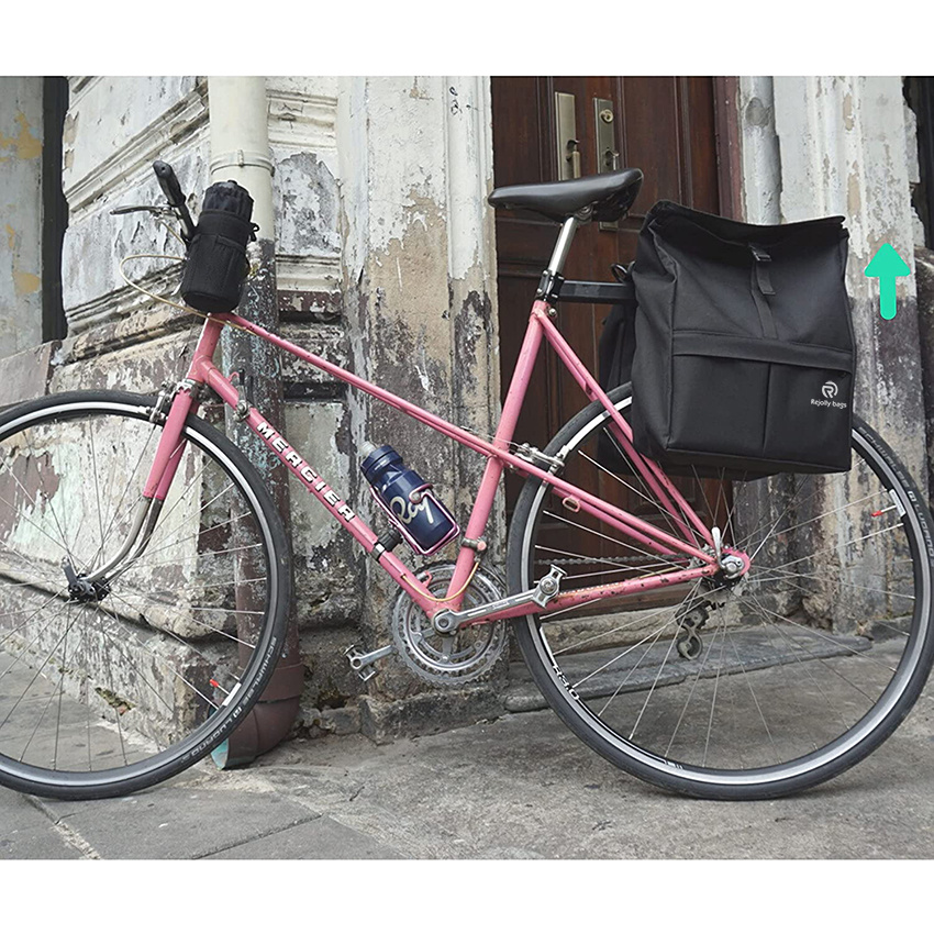 Top Load Double Pannier Water Resistant Cycling Side Bags Large, Carrying Handle, Reflective Spots Bicycle Bag