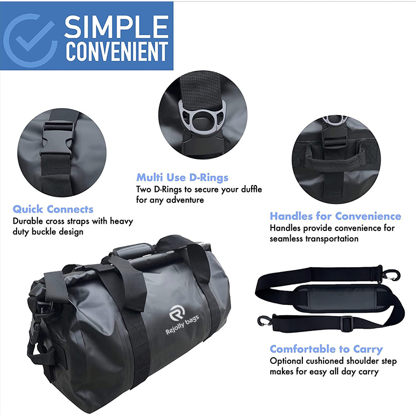 Welded Material Fully Waterproof - Durable Straps & Handle Dry Bag - D Rings to Secure Duffle - for Motorcycle Boating Fishing Dry Bag