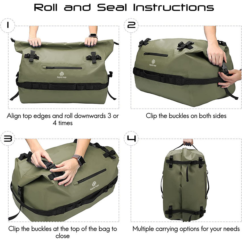 Dry Duffel Backpack Large Waterproof Dry Sack Heavy Duty Duffle Bag with Backpack Straps for Kayaking, Rafting, Boating, Travel Bag