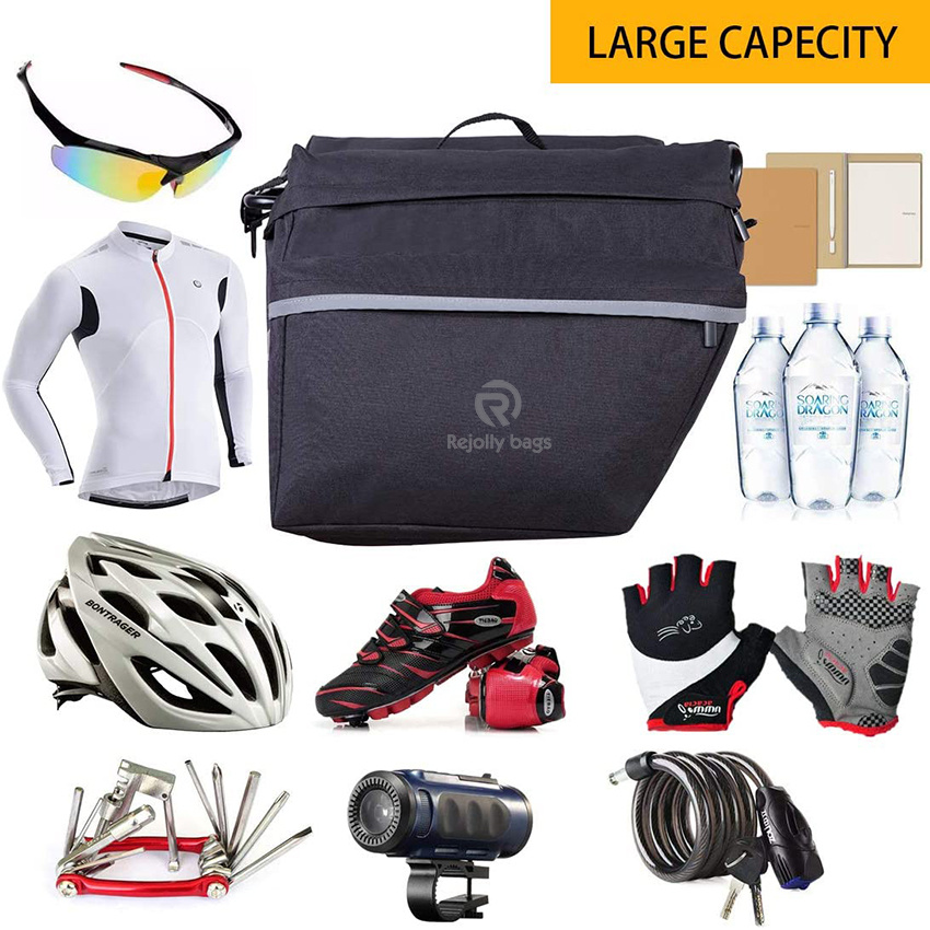 Water-Resistant Portable Bike Pannier Bag - 26L Bicycle Panniers with Reflective Trim, Bike Rear Seat Bicycle Bag