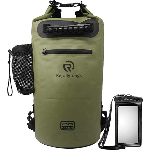 Waterproof Dry Bag with Easy Access Front Zippered Pocket, Side Pocket, Padded Shoulder Straps, and Grab Handle for All Water Sports Dry Bag