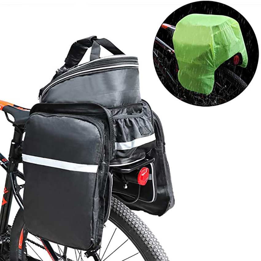 Bike Trunk Bag Extendable Large Capacity Saddle Pack Waterproof Bicycle Rear Rack Luggage Carrier Cycling