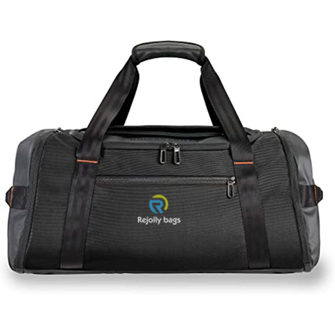 Black Woven Nylon Combined with Coated Fabric Duffle Bag