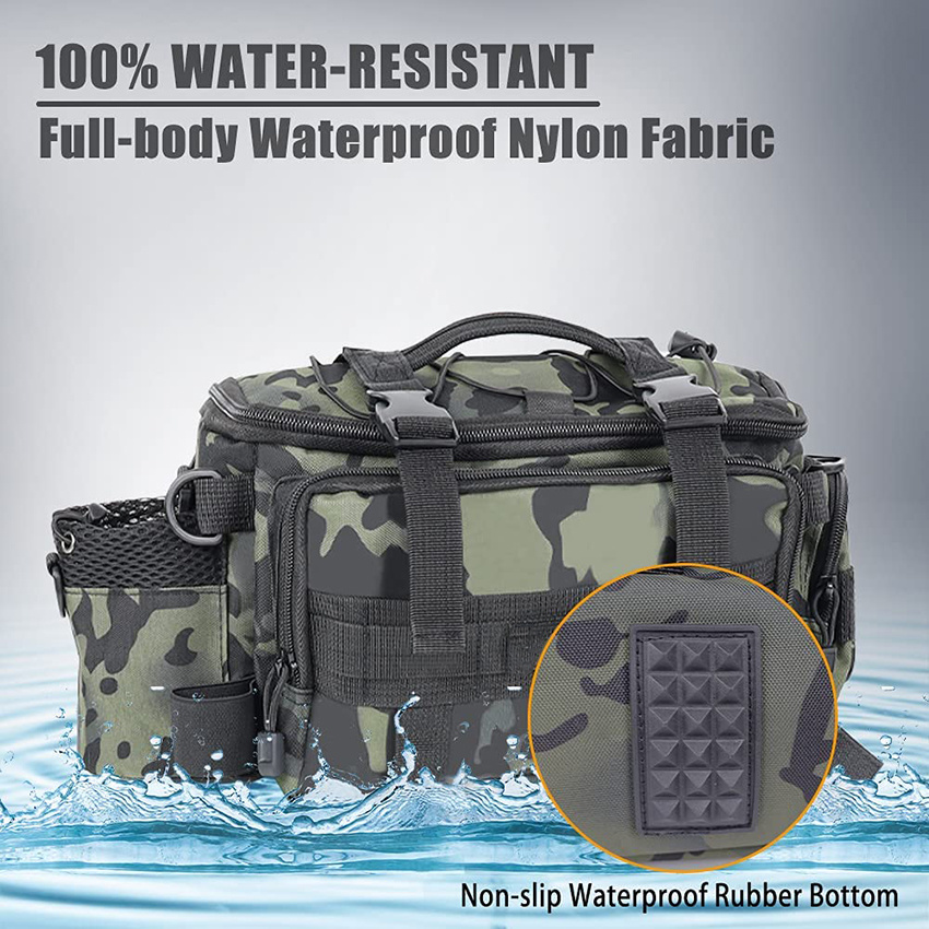 Outdoor Fishing Tackle Storage Bags for Freshwater and Saltwater with Rod Holders for Traveling Fishing Outdoor Camping Hiking Fishing Rod Bags