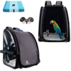 Bird Carrier Backpack Bag Travel Parrot Bag Cage with Portable Stand and Feeding Cans Waterproof Pads Breathable