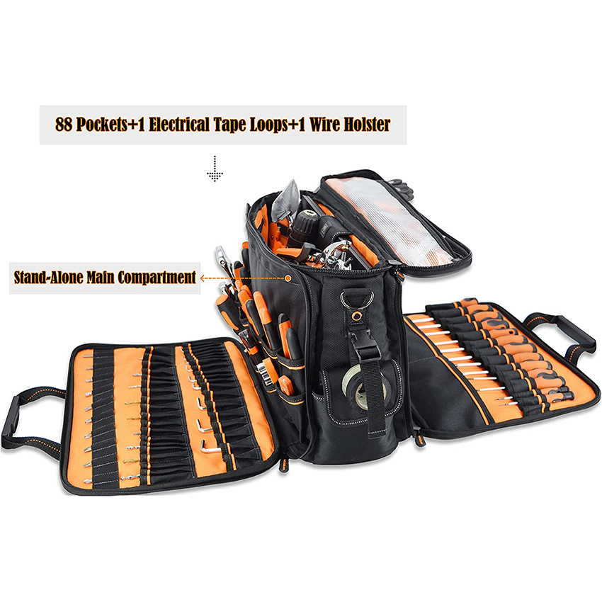 1680d Nylon 88-Pockets Electrician Tool Bag for Computer Technician Tool Bag