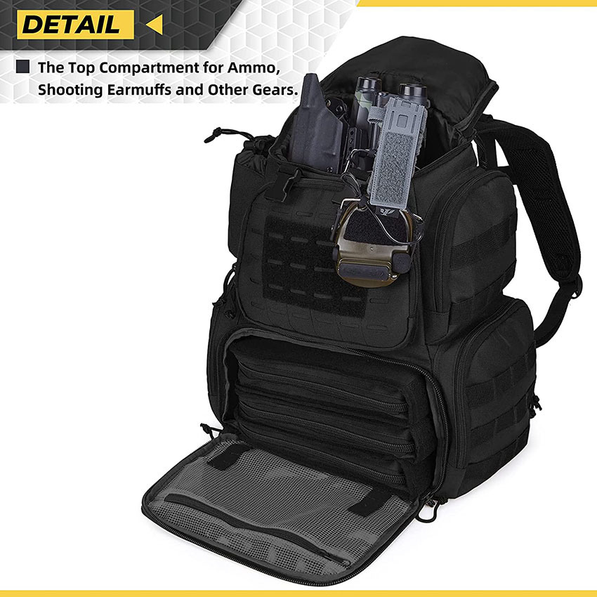 Military Style Backpack, Molle Tactical Range Bag for Shooting, Survival Camping, Hunting, Black Bag