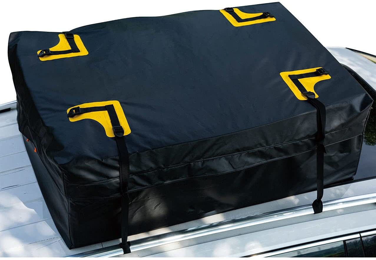 Carrier Bag with 100% Waterproof Zipper and Rain Flap 15 Cubic FT for Cars with or Without Racks Car Rooftop Cargo Bag