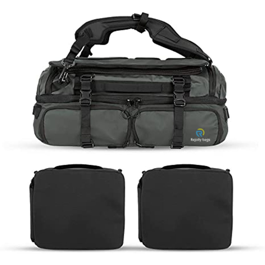 45L Black Duffel Handbag with Multiple Compartments for Travel Bag