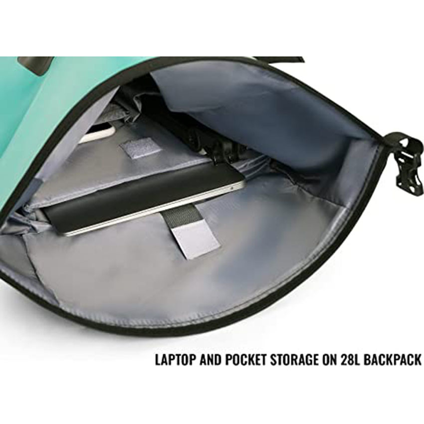 Waterproof Roll Top Backpack with Front Zipper, Side Pockets for Paddling, Kayaking, Camping, Biking, Fishing Bag