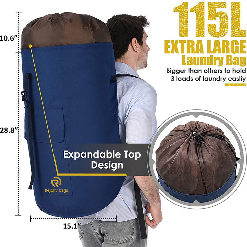 Laundry Backpack with Padded Shoulder Strap, Sturdy Travel Hanging for College Dorm, Apartment for Student Laundry Bag