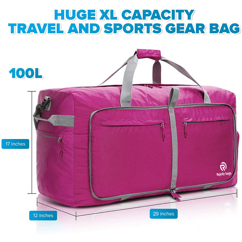 100L Travel Duffle Bag Lightweight Waterproof Shoe Pocket Foldable Weekender Bag