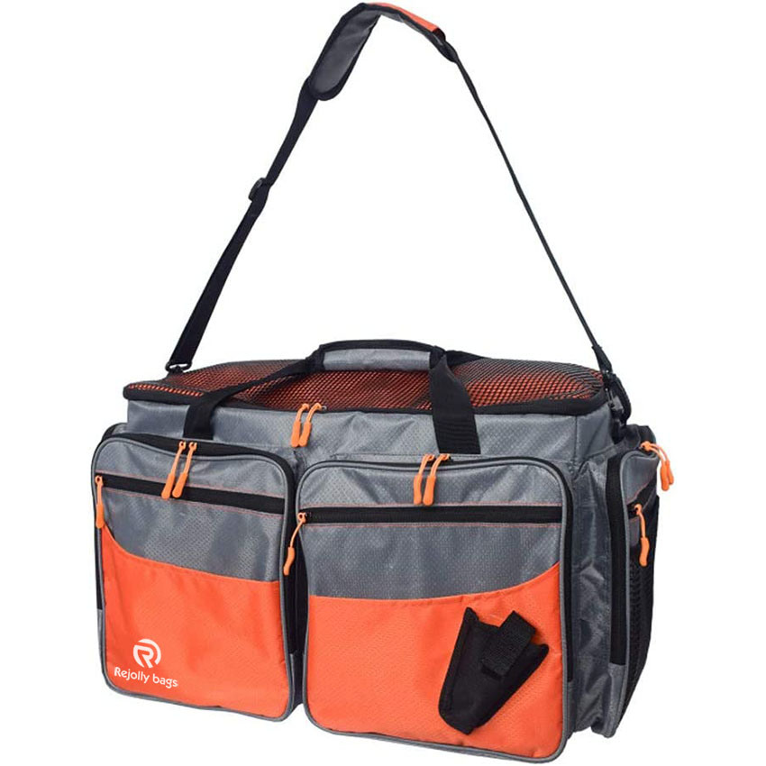 Multi-Pocket Dual Compartment Water Resistant Fishing Tackle Box Storage Bags Portable for Camping, Picnic, BBQ, Fishing Gear Storage Fishing Fish Bag