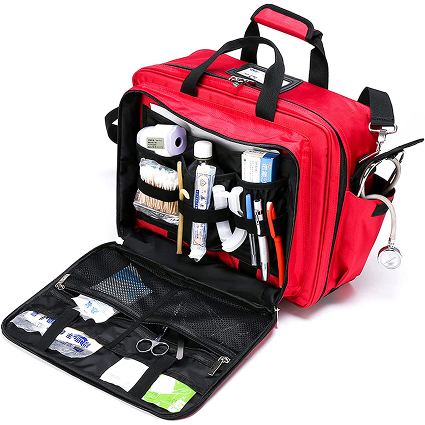 First Aid Backpack Bag Empty Emergency Red Medical Large-Capacity Outdoor Waterproof Rescue Kit