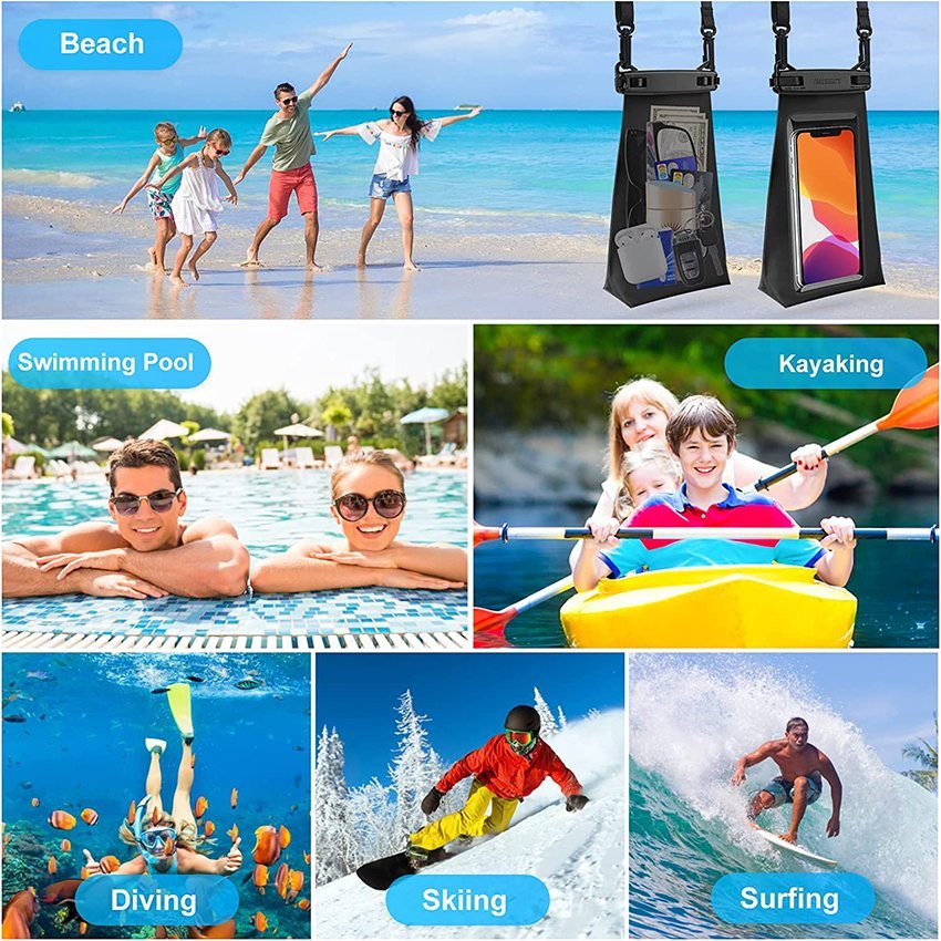 Large Capacity Waterproof Phone Pouch Floating Waterproof Bag Case Sunscreen Glasses Storage Dry Bag for Boating Swimming Kayaking