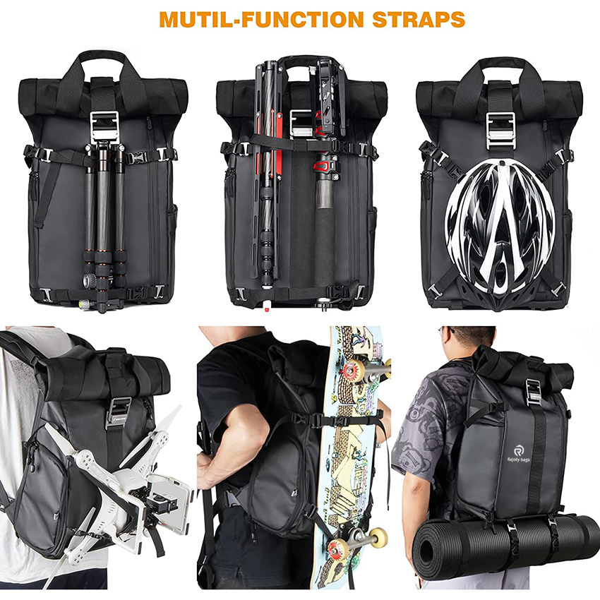 Waterproof Dry Backpack with Laptop Compartment Tripod Holder Large Capacity for Hiking, Traveling Bag