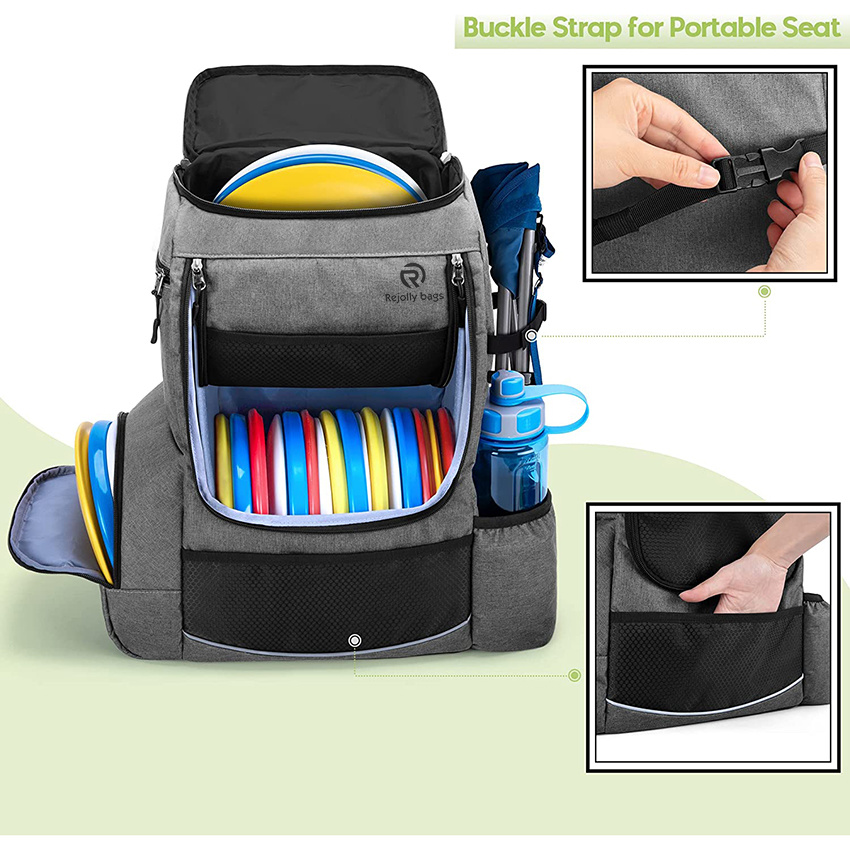 Disc Golf Backpack with Two Sidewall Supports, with 24-26 Discs Capacity, Cushioned Lumbar for Extra Comfort, Multi Pockets and Waterproof Golf Dics Bag