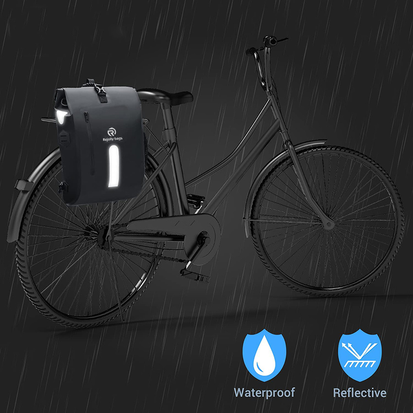 Pannier Backpack with Padded Laptop Bag Waterproof Bike Saddle Bag with Cross Shoulder Strap & Quick-Release Clip-on for Grocery Bicycle Bag