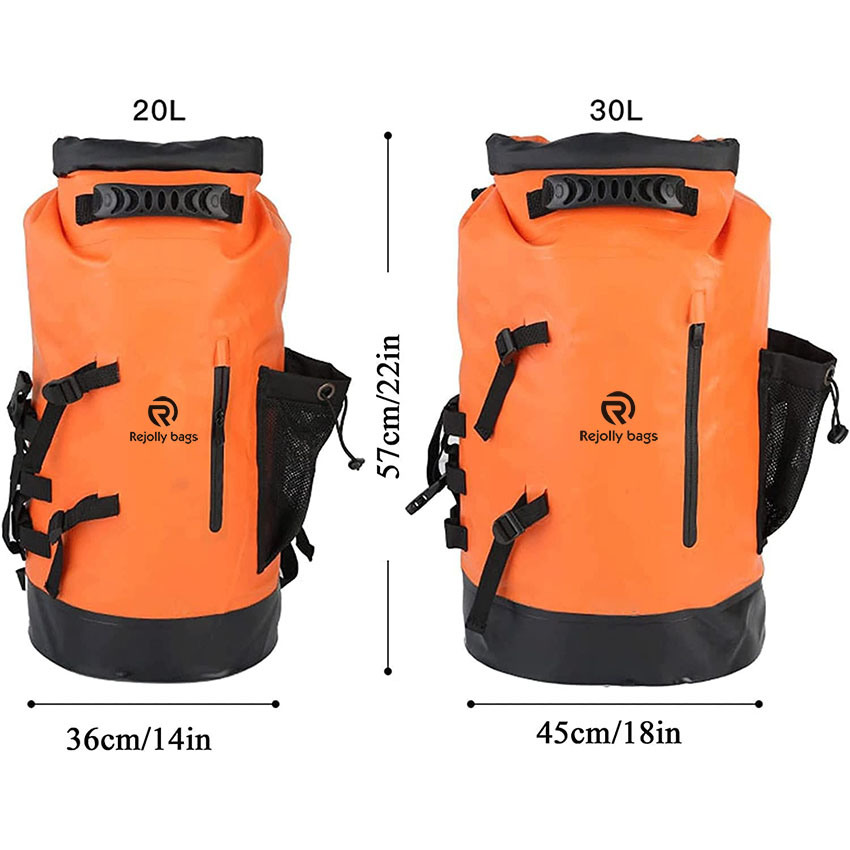 Floating Waterproof Drying Backpack with Front Zippered Pocket for Kayaking, Outdoor Travel, Mountaineering