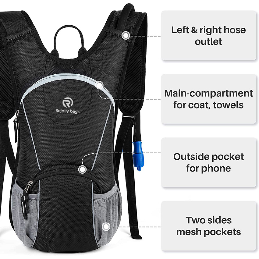 Hiking Hydration Backpack with 2L BPA Free Water Bladder, Small Lightweight and Insulated Pack for Kids, Men and Women to Running, Cycling Hydration Bag