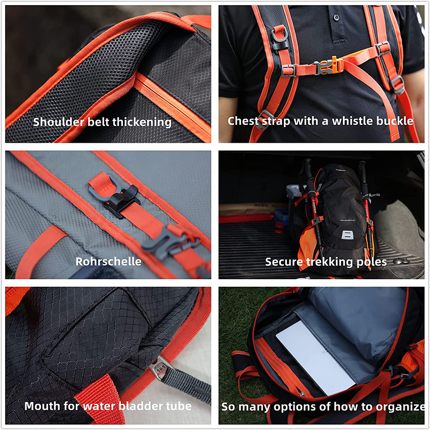 40L Lightweight Water Resistant Hiking Backpack Foldable Daypack for Travel Bag