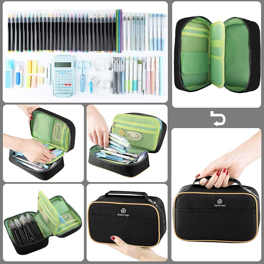 Large Capacity Pencil Holder Pen Bag Makeup Pouch Durable Students Stationery With Double Zipper Pen Bag RJ21641