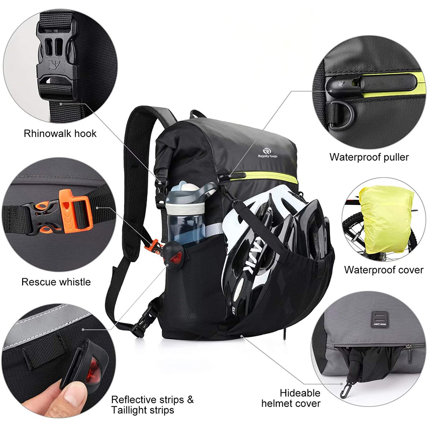 Multifunction 24L Bike Pannier Backpack Waterproof Bicycle Rear Seat Bag RJ228348