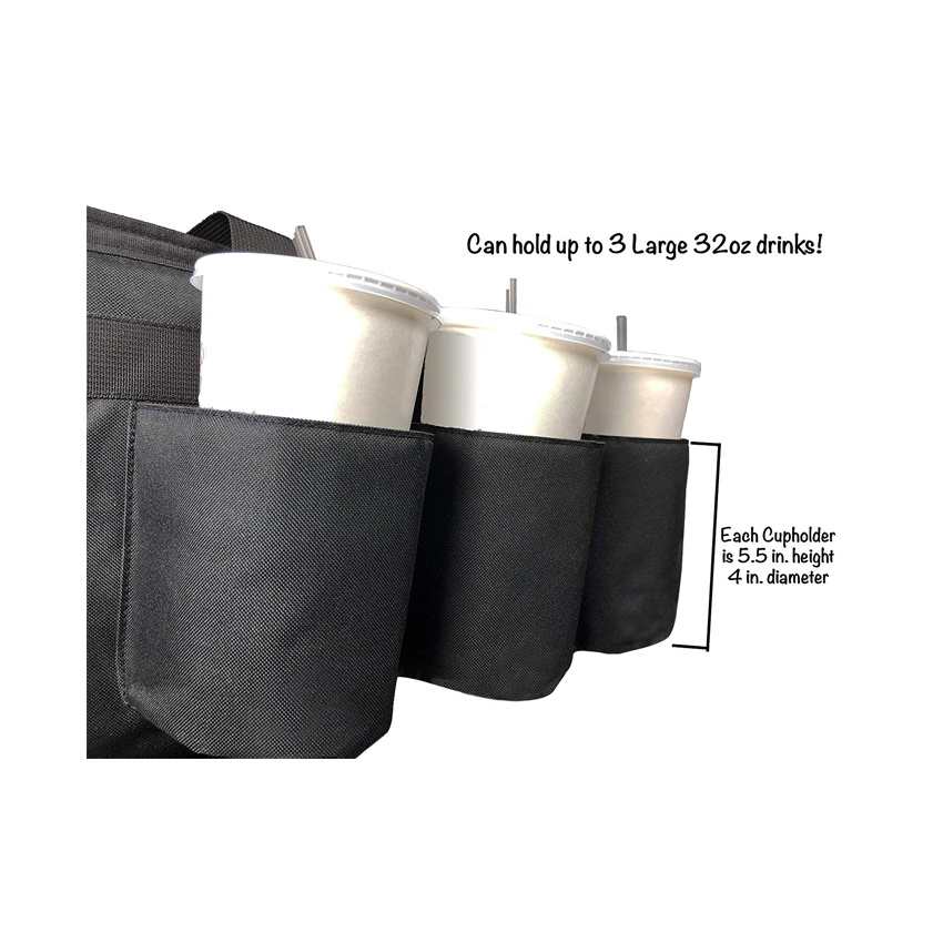 Hot Cold Pack Drinks Carrier Insulated Food Delivery Bag Lunch Bag with Cup Holders