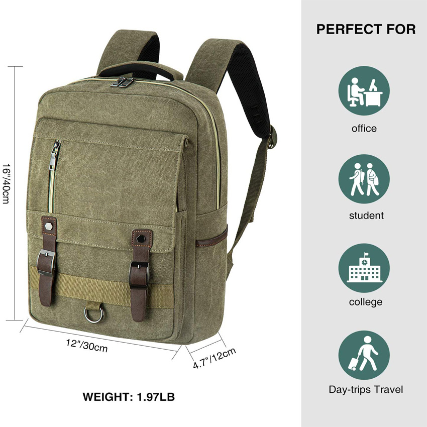 Waterproof Laptop Backpack Lightweight School Bag Canvas Daypacks Travel Back Pack