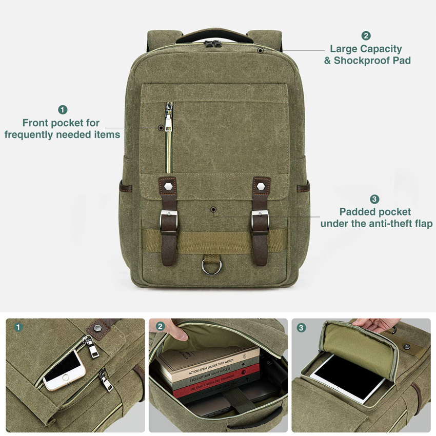 Waterproof Laptop Backpack Lightweight School Bag Canvas Daypacks Travel Back Pack