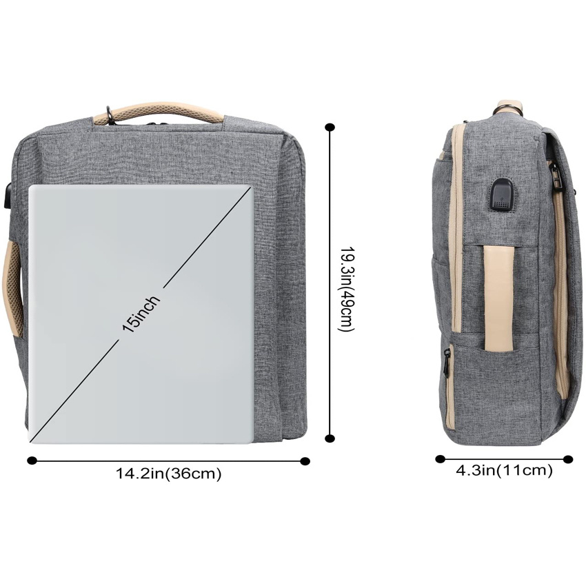 Anti-Theft Laptop Backpack Multifunctional Daypack with USB Charging Port Bags Ideal for School, Travel and Business