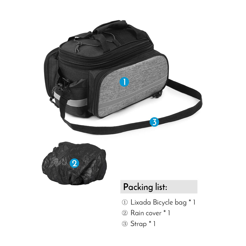 Adjustable Capacity Bicycle Bag Multifunctional Bike Bag Bicycle Pannier Bag