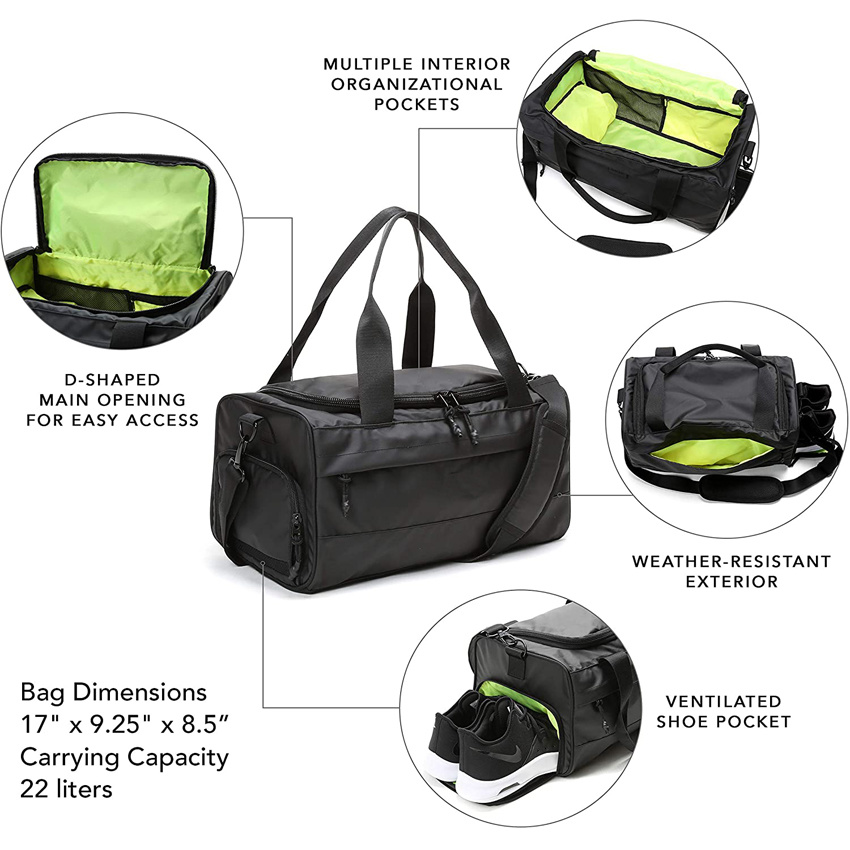 Waterproof Gym Bag with Shoe Compartment Heavy Duty Large Travel Duffle Bag Outdoor Sports Bag