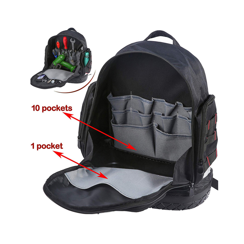 Instrument Bag Big Tool Backpack Bag with Waterproof Base Electrician Tool Bag