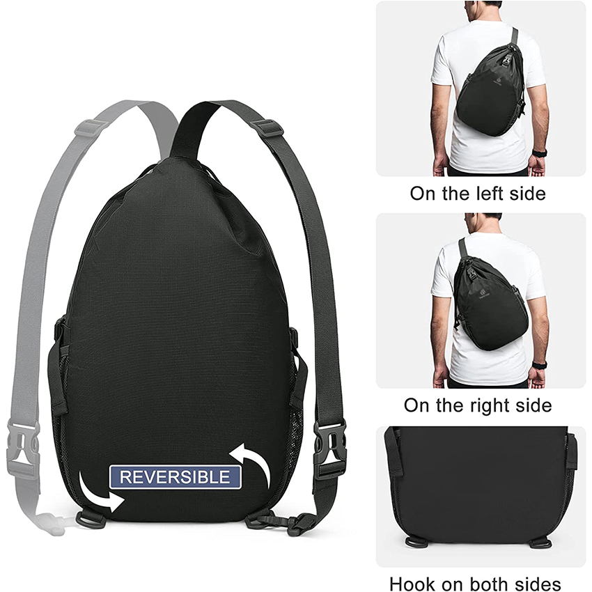 15L Sling Bag Crossbody Drawstring Backpack Outdoor Travel Cinch Bag Foldable Gym Sports Bag RJ196179