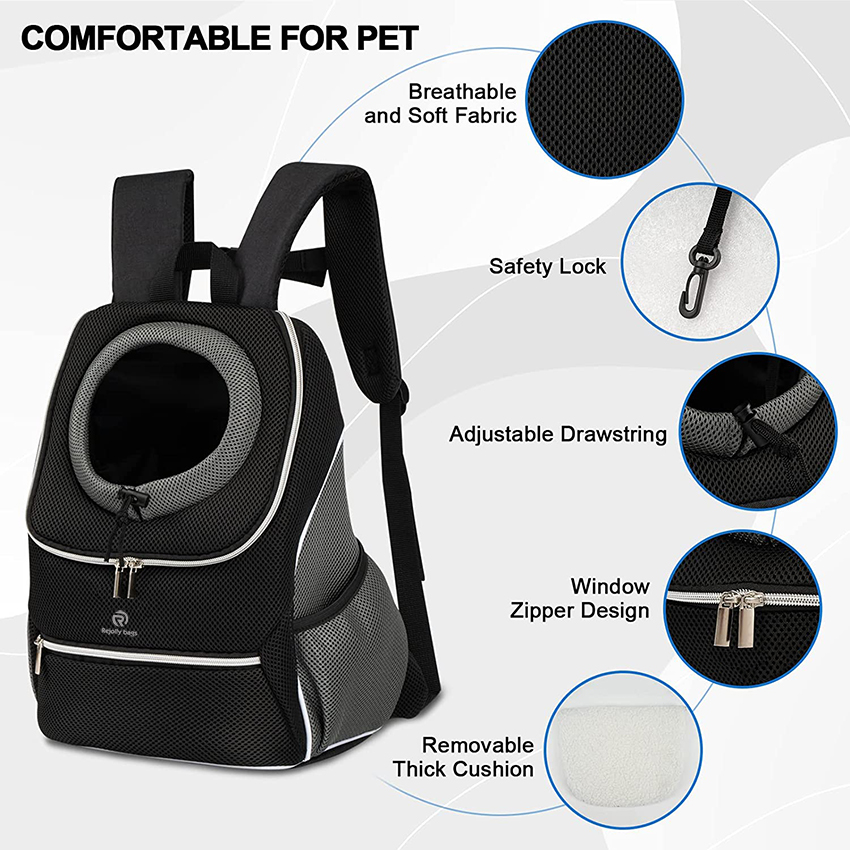 Front Dog Carrier Backpack,Adjustable Pet Cat Travel Backpack with Buckles Breathable Mesh Backpack for Small Medium Dog Puppy Cat Pet Bag RJ20691